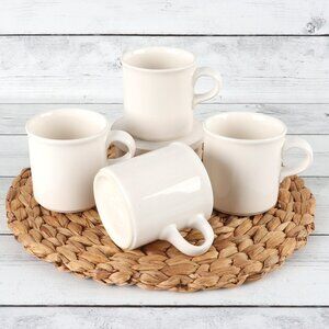 Vintage Pfaltzgraff Flat Cup Simply White Shapes Set of 4 Stoneware